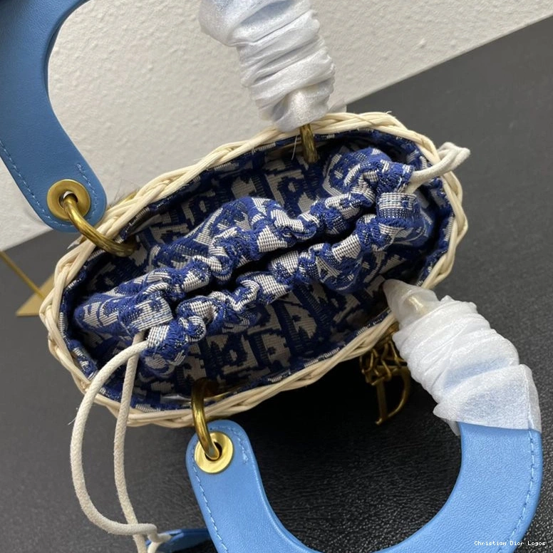 Cheap Motif and Wicker Lady Dior Oblique Blue Small Bag Light Canvas 0730 Luxury